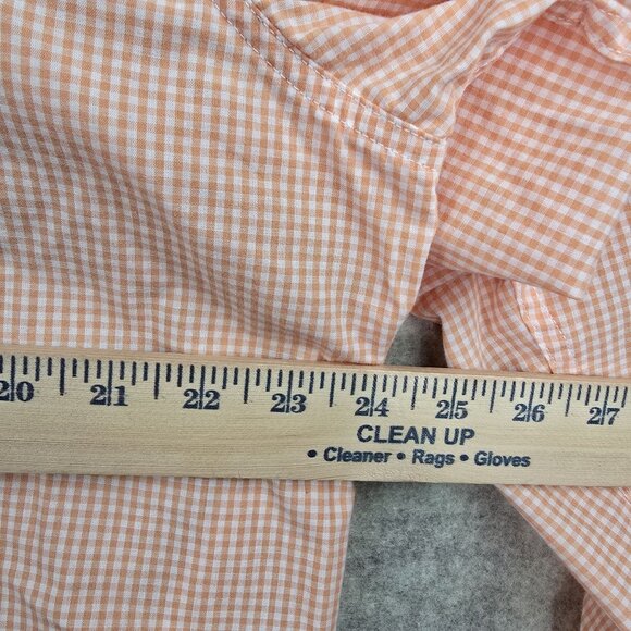 Chaps Mens Orange Gingham Check Button-Up Shirt XL Easy Care Cotton Blend - Picture 8 of 8